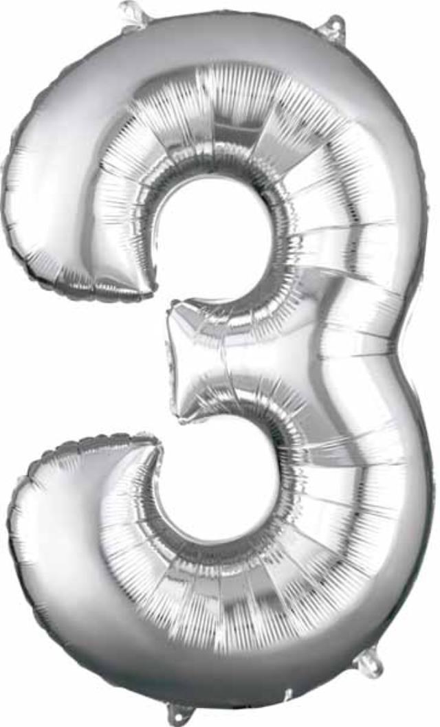 Rental store for MYLAR BALLOON NUMBER - 3 SILVER in Sudbury ON