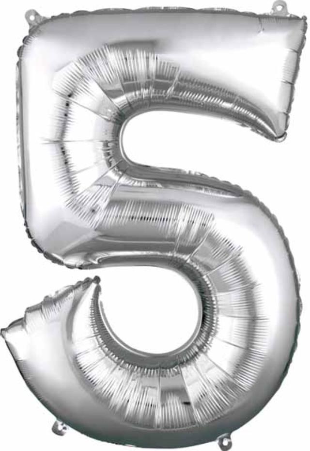 Rental store for MYLAR BALLOON NUMBER - 5 SILVER in Sudbury ON
