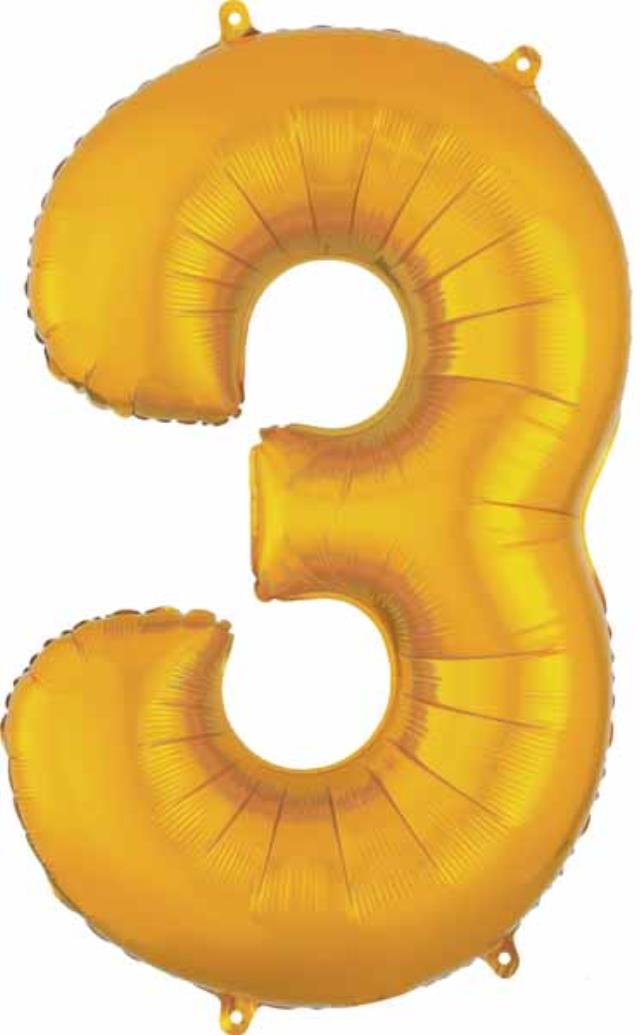 Rental store for MYLAR BALLOON NUMBER - 3 GOLD in Sudbury ON